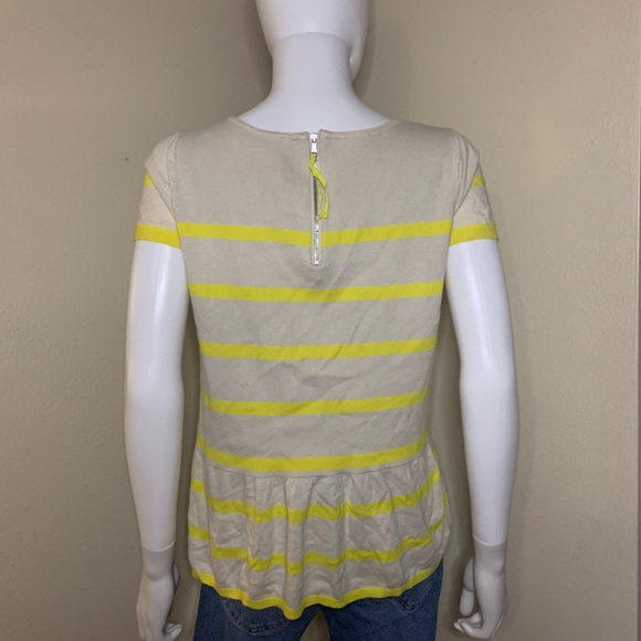 Ann Taylor LOFT yellow striped peplum knit top - Picture 6 of 9